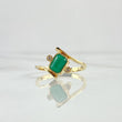 Ring Solitaire Lateral Finesse 2.9gr / Size 8 1/4 / Emeralds 74Pts - White Zircons 18K Yellow Gold ©