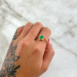 Ring Solitaire Lateral Finesse 2.9gr / Size 8 1/4 / Emeralds 74Pts - White Zircons 18K Yellow Gold ©