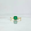 Ring Solitaire Cube 2.4gr / T7 1/4 / Emeralds 55Pts 18K Yellow Gold ©