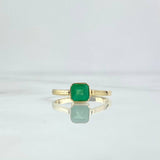 Ring Solitaire Cube 2.4gr / T7 1/4 / Emeralds 55Pts 18K Yellow Gold ©