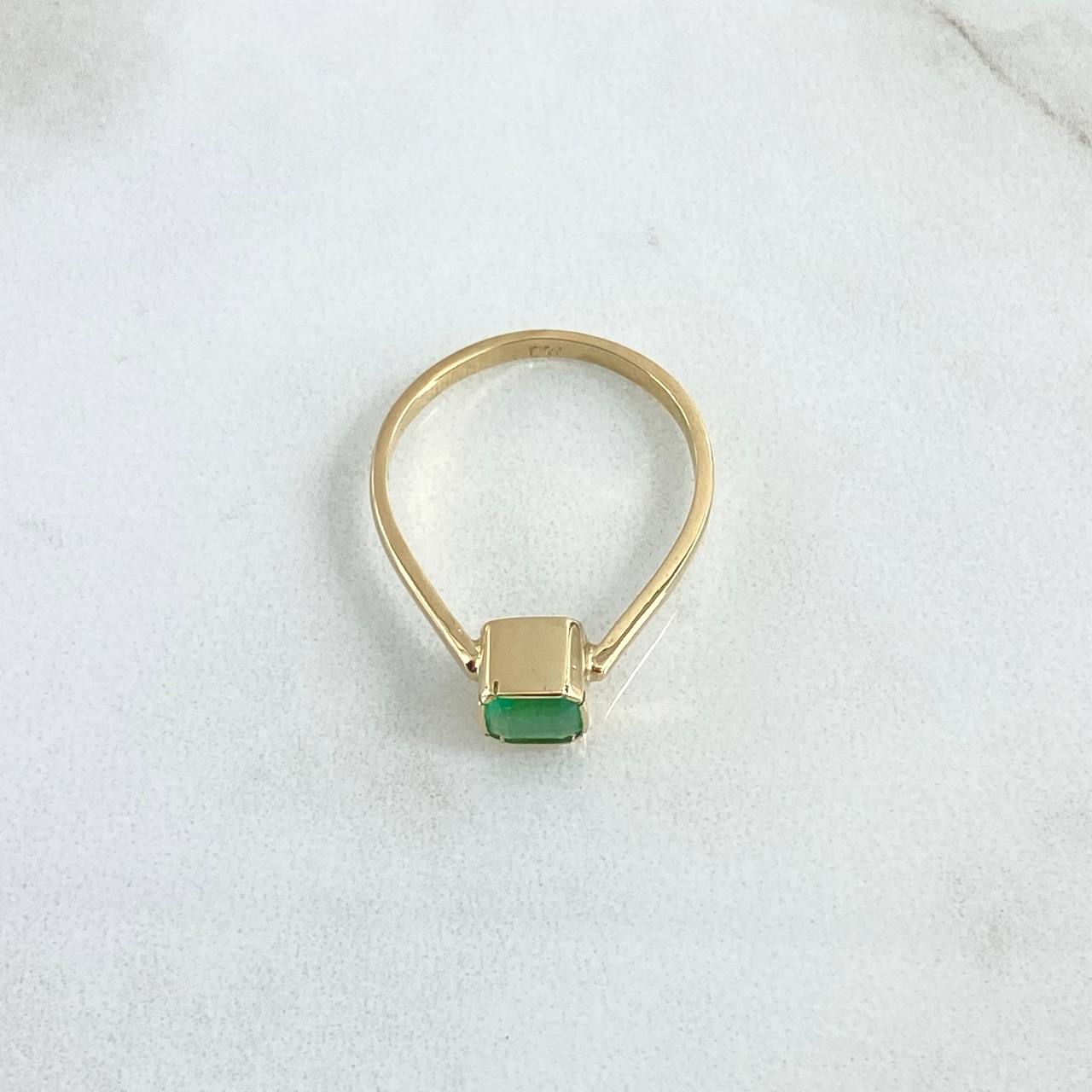 Ring Solitaire Cube 2.4gr / T7 1/4 / Emeralds 55Pts 18K Yellow Gold ©