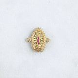 Charm Virgin Guadalupe Silhouette 2.7gr / 1.7cm / Filigree - White, Fuchsia, and Green Zircons 18K Yellow Gold ©