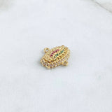Charm Virgin Guadalupe Silhouette 2.7gr / 1.7cm / Filigree - White, Fuchsia, and Green Zircons 18K Yellow Gold ©