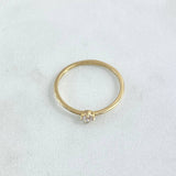 Fine Solitaire Ring 1.15gr / Size 7 1/4 / White Zircon Yellow Gold 18K ©