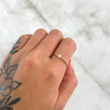 Fine Solitaire Ring 1.15gr / Size 7 1/4 / White Zircon Yellow Gold 18K ©