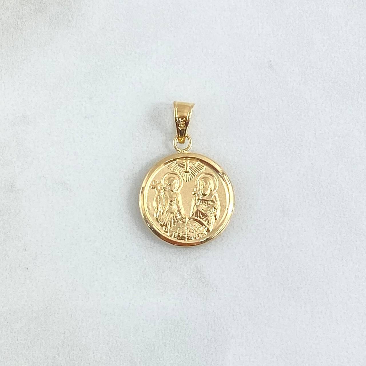 Pendant Santisima Trinidad 1.1gr / 2.5cm / Matte Stamped Circle 18K Yellow Gold
