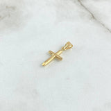 Dije Cruz Puntas Planas 0.4gr / 2.2cm / Cargador Liso Oro Amarillo 18K