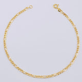 Tobillera Figaro 2.1gr / 9 3/4 in / 2.7mm Oro Amarillo +1 18K