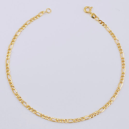 Tobillera Figaro 2.15gr / 9 3/4 in / 2.7mm Oro Amarillo +1 18K
