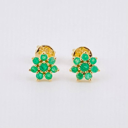 Topos Flor Fugaz Esmeraldas 29pts 1.45gr / 6.5mm Oro Amarillo 18K *