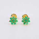 Topos Flor Fugaz Esmeraldas 29pts 1.45gr / 6.5mm Oro Amarillo 18K *