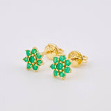 Topos Flor Fugaz Esmeraldas 29pts 1.45gr / 6.5mm Oro Amarillo 18K *