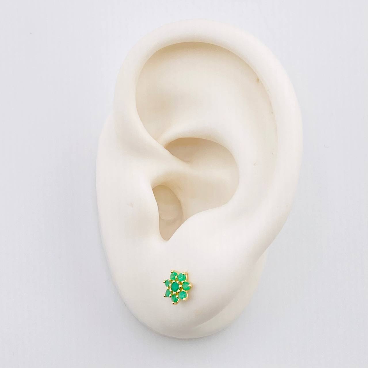 Topos Flor Fugaz Esmeraldas 29pts 1.45gr / 6.5mm Oro Amarillo 18K *