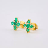 Topos Flor Crisantemo Esmeraldas 45pts Diamantes 14pts 1.45gr / 6.7mm Oro Amarillo 18K ©