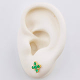 Topos Flor Crisantemo Esmeraldas 45pts Diamantes 14pts 1.45gr / 6.7mm Oro Amarillo 18K ©