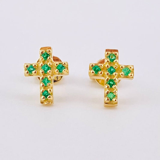 Topos Crúz Latina Esmeraldas 19pts 1.5gr / 1/4 in / Oro Amarillo 18K ©