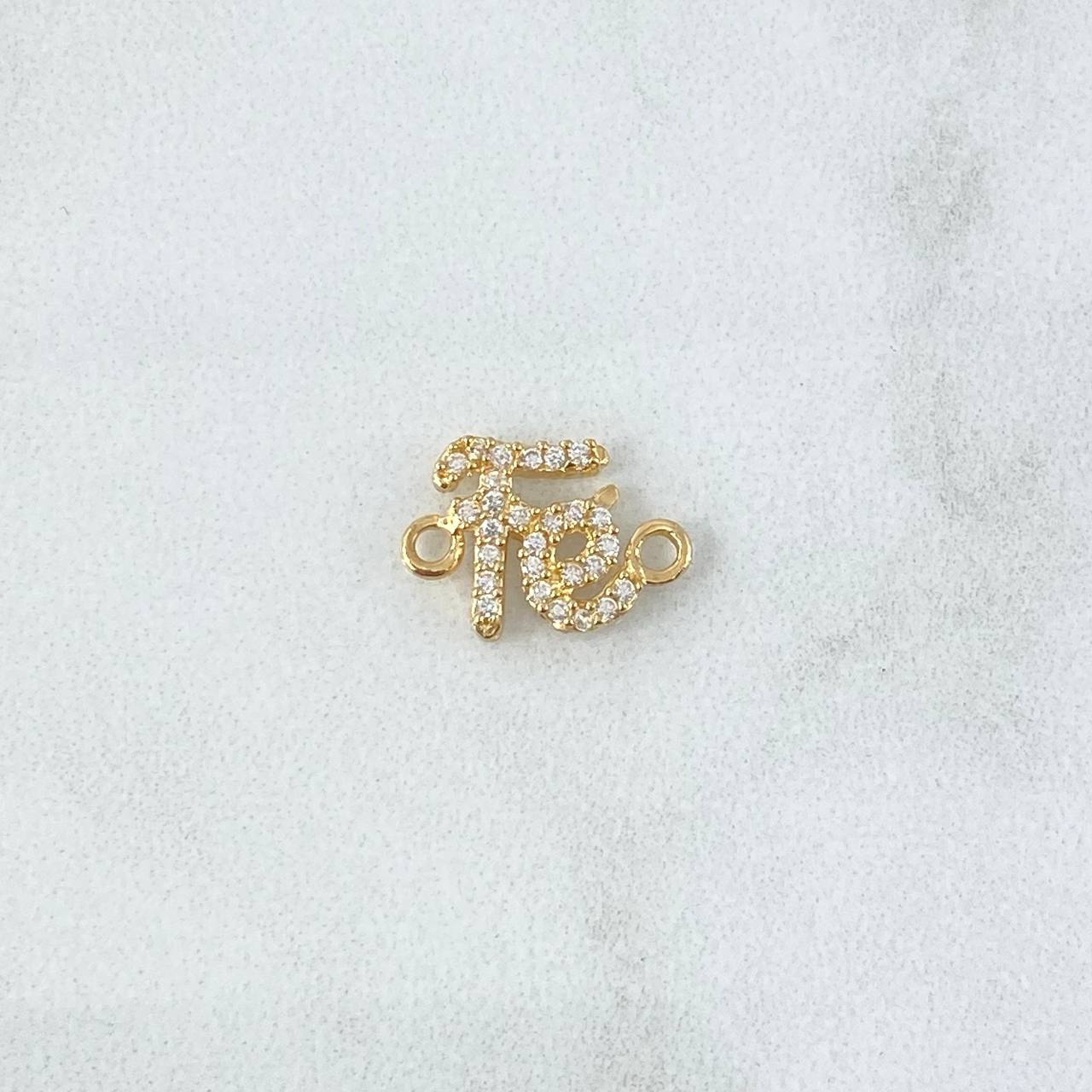 Charm of Fe 0.85gr / 1.3cm / White Zircons 18K Yellow Gold