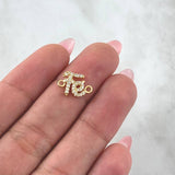 Charm of Fe 0.85gr / 1.3cm / White Zircons 18K Yellow Gold