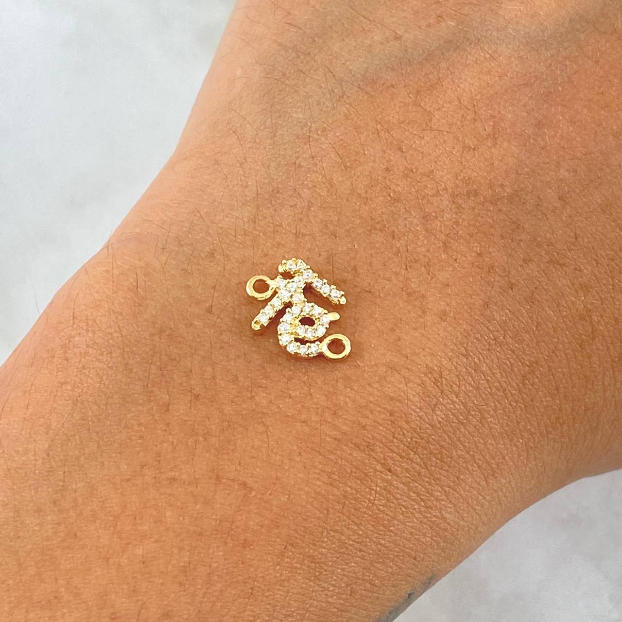 Charm of Fe 0.85gr / 1.3cm / White Zircons 18K Yellow Gold