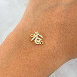 Charm of Fe 0.85gr / 1.3cm / White Zircons 18K Yellow Gold