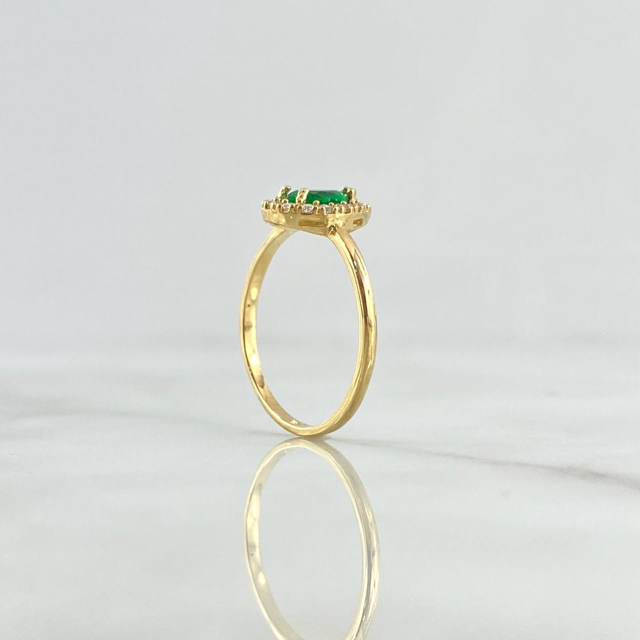 Drop Ring 1.95gr / Size 7 / White Zircons - 18K Yellow Gold Green