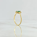 Drop Ring 1.95gr / Size 7 / White Zircons - 18K Yellow Gold Green