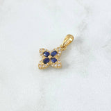 Pendant Flor Cruceta 1.7gr / 2.2cm / White - Blue Zircons 18K Yellow Gold