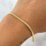 Bracelet Russian Barrel 3.3gr / 19cm / 2.7mm Flattened Yellow Gold +3 18K ©