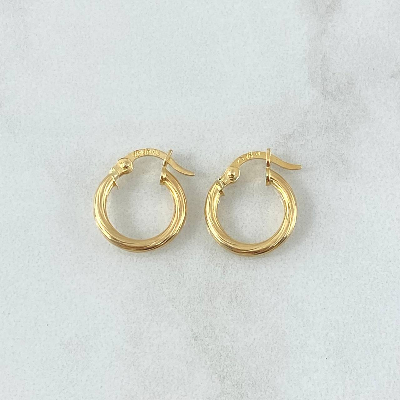 Hoop Earrings Lore 1.25gr / 1.4cm / Twisted 18K Yellow Gold