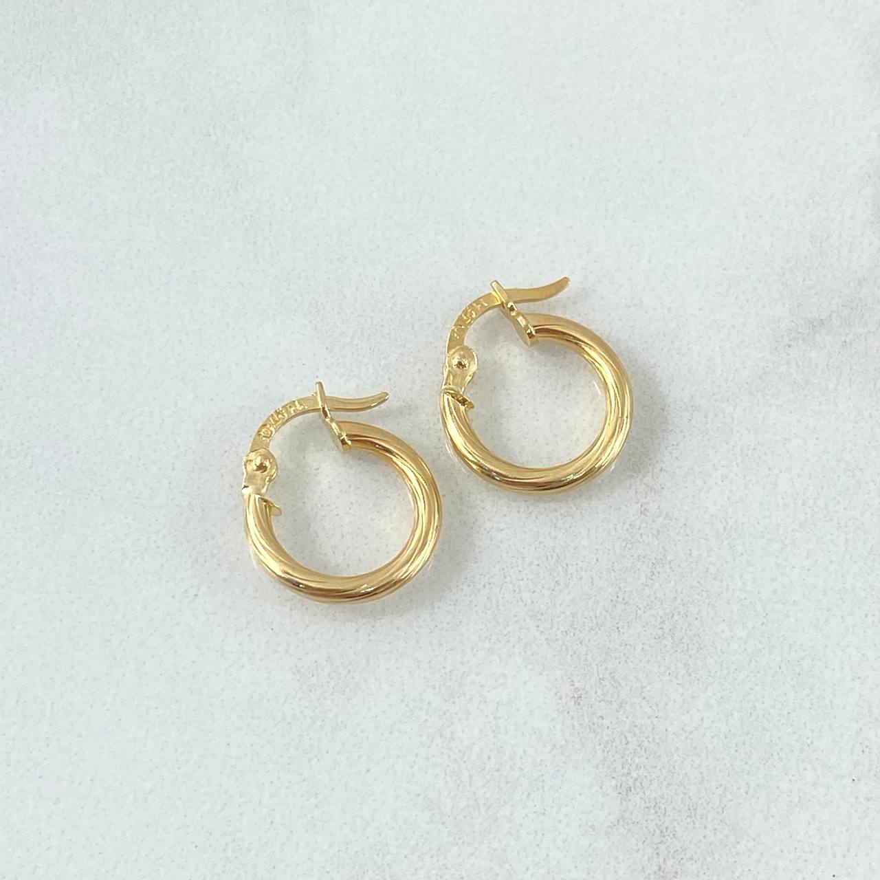 Hoop Earrings Lore 1.25gr / 1.4cm / Twisted 18K Yellow Gold