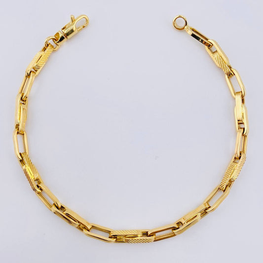 Pulso Cajón Rayado 5.6gr / 8 1/2 in / 4.9mm Oro Amarillo +4 18K ©