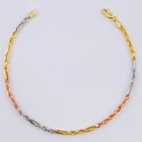 Pulso Lazo Intercalado 2.4gr / 7 1/2 in / 2.4mm Tres Oros +3 18K