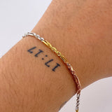 Pulso Lazo Intercalado 2.45gr / 7 1/2 in / 2.4mm Tres Oros +3 18K