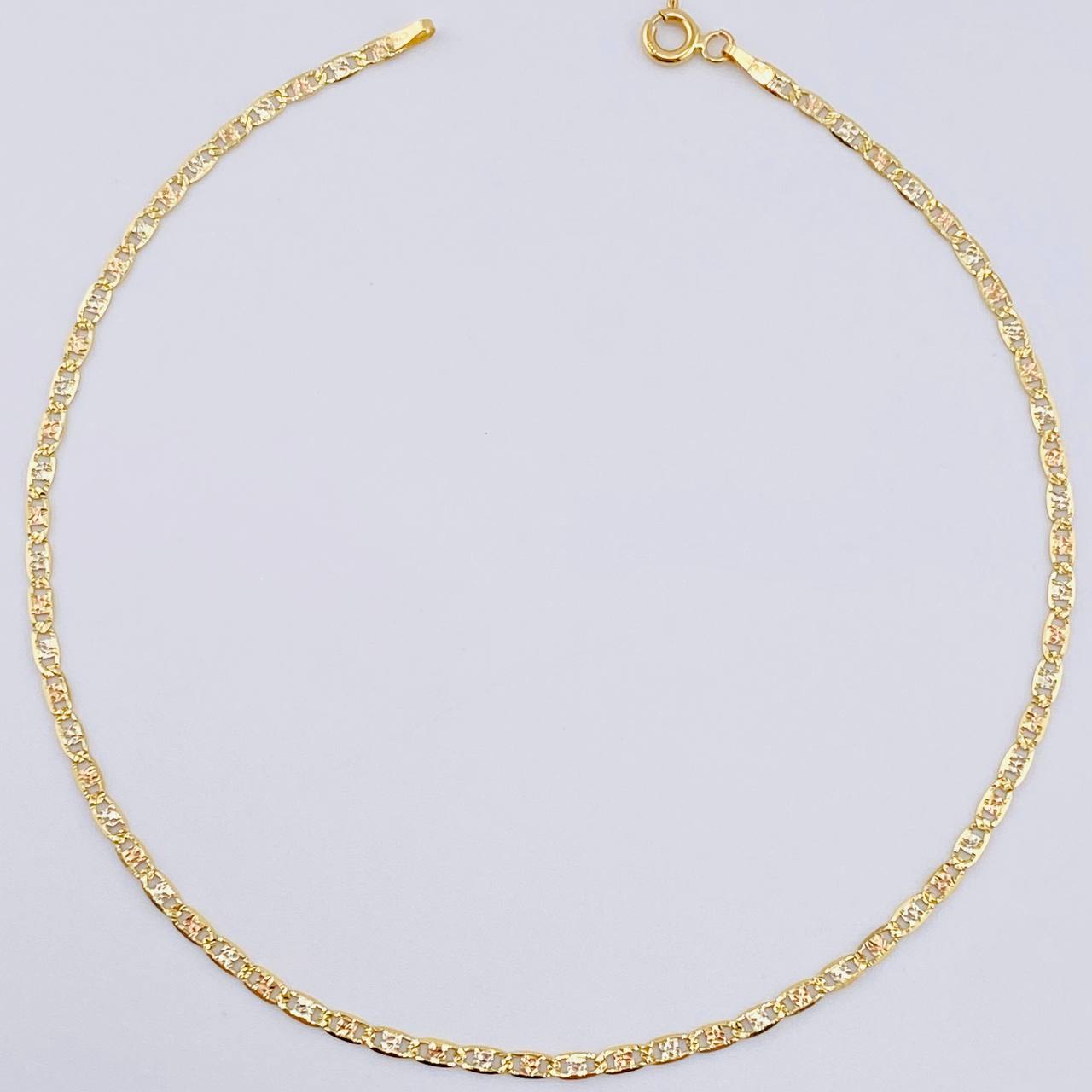 Tobillera Plana 2gr / 9 3/4 in / 2mm Tres Oros +3 18K