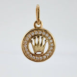 Dije Placa Corona Circular 1gr / 3/4 in / Oro Amarillo 18K ©