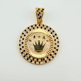 Dije Placa Corona Circular 7gr / 1 1/2 in / Oro Amarillo 18K ©