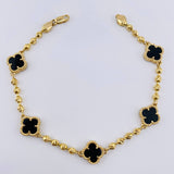 Pulso Militar Trebol Negro 10.4gr / 7 3/4 in / 10mm Oro Amarillo Nac.Esp. 18K ©