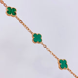 Pulso Aro Seguido Trebol Verde 9.2gr / 8 in / 12mm Oro Amarillo Nac.Esp. 18K ©