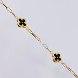 Pulso Cajon Trebol Negro 3.85gr / 7 in / 10mm Oro Amarillo 18K ©