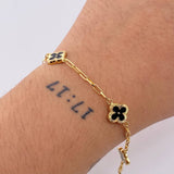 Pulso Cajon Trebol Negro 3.85gr / 7 in / 10mm Oro Amarillo 18K ©