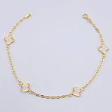 Pulso Aro Seguido Trebol Doble Faz 2.35gr / 7 1/2 in / 8mm Oro Amarillo 18K ©