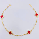 Pulso Aro Seguido Trebol Doble Faz 2.55gr / 7 1/2 in / 8mm Oro Amarillo 18K ©