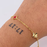 Pulso Aro Seguido Trebol Doble Faz 2.55gr / 7 1/2 in / 8mm Oro Amarillo 18K ©