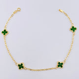 Pulso Aro Seguido Trebol Doble Faz 2.4gr / 7 3/4 in / 8mm Oro Amarillo 18K ©