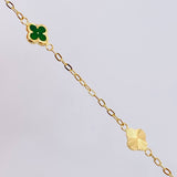 Pulso Aro Seguido Trebol Doble Faz 2.4gr / 7 3/4 in / 8mm Oro Amarillo 18K ©