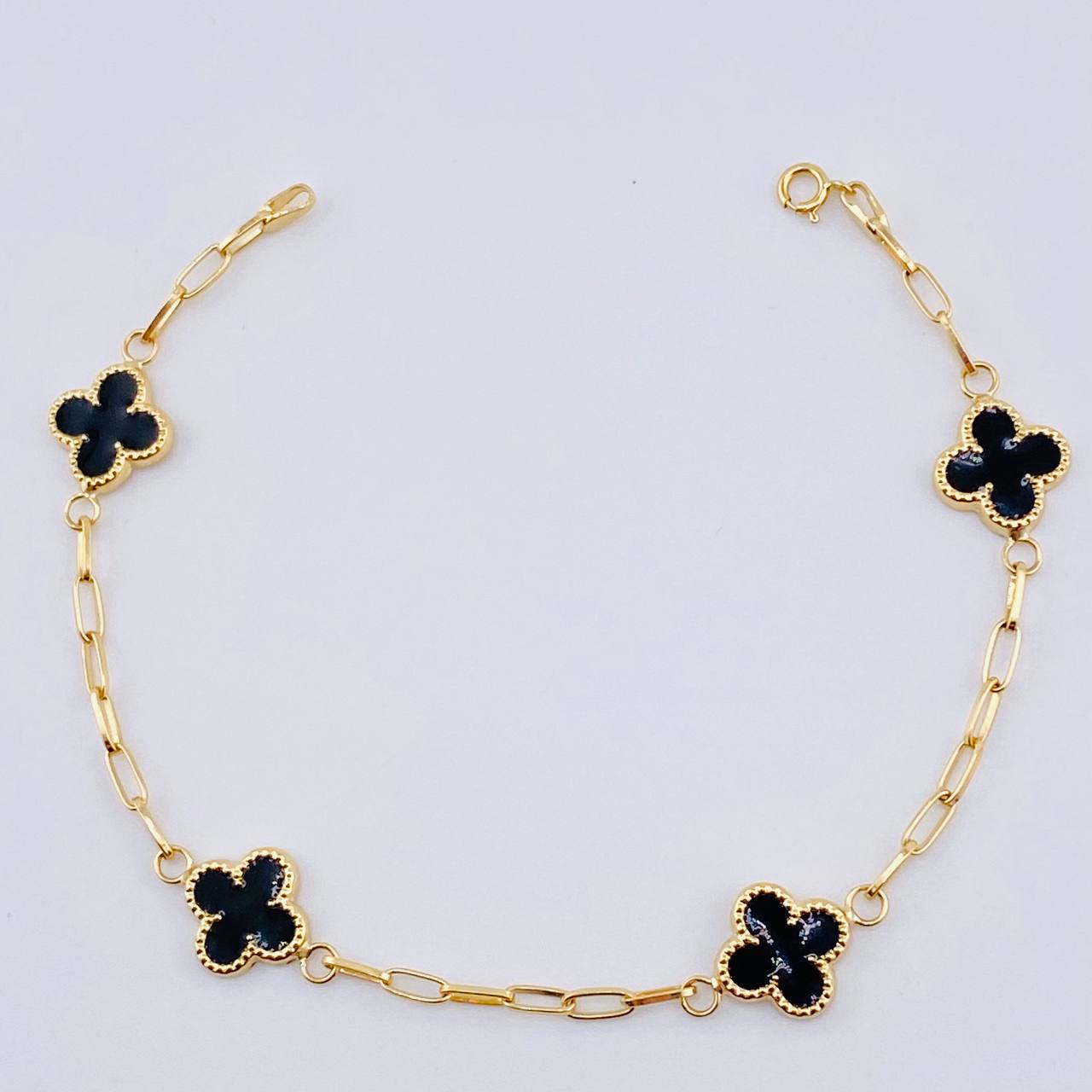 Pulso Cajon Trebol Doble Faz 3.15gr / 7 in / 10mm Oro Amarillo 18K ©