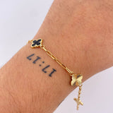 Pulso Cajon Trebol Doble Faz 3.15gr / 7 in / 10mm Oro Amarillo 18K ©