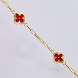 Pulso Cajon Trebol Rojo 3.75gr / 7 in / 10mm Oro Amarillo 18K ©