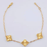 Pulso Aro Seguido Trebol Dorado 4.4gr / 7 3/4 in / 11mm Oro Amarillo Nac.Esp. 18K ©