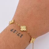 Pulso Aro Seguido Trebol Dorado 4.4gr / 7 3/4 in / 11mm Oro Amarillo Nac.Esp. 18K ©